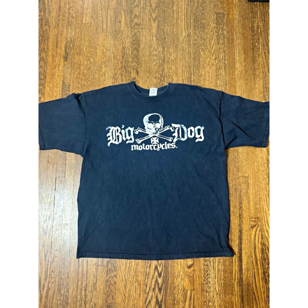 Vintage Big Dog Motorcycles T-Shirt 2XL Black Iron Lightning Tulsa Skull Biker
